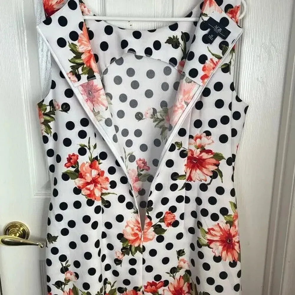 AGB floral/polka dot sheath dress size 12 - Picture 3 of 7